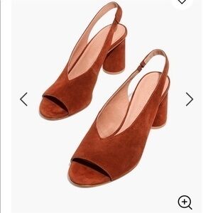 💋Madewell slingback maple syrup brown orange size 8 heels. J8279